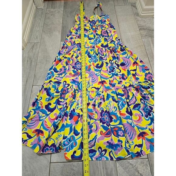 J. Crew Tiered Taffeta Dress Curly Bold Floral Summer Colorcore Size 00 Pockets! - Picture 9 of 10